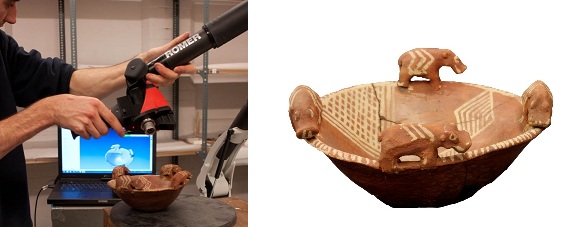 Laser scanning the pre-dynastic hippo bowl (4000-3500BC)