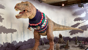 The festive animatronic dinosaur