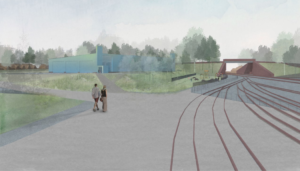 Proposed view of new collection building at Locomotion