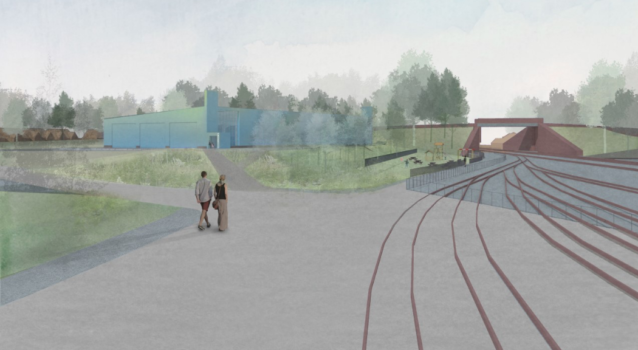 Proposed view of new collection building at Locomotion