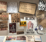 BLM placards at St Fagans National Museum of History.