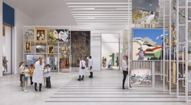 Artist’s impression showing an interior view of The Art Works. Image copyright of John McAslan + Partners