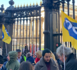 Gates of the British Museum close in front of a PCS picket line (image - @PCSCultureGroup)