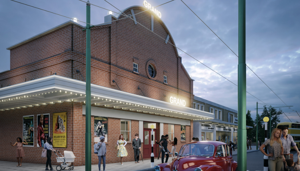 An artist's impression produced by Space Architects of the exterior of The Grand cinema, which is being recreated in Beamish Museum’s 1950s Town
