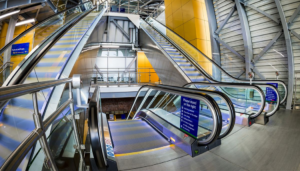 Stannah escalators installed at Leeds Station's southern entrance.