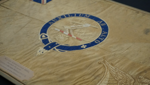 A close up of Vice-Admiral Sir Henry Kellett's polar sledge flag (NMRN)